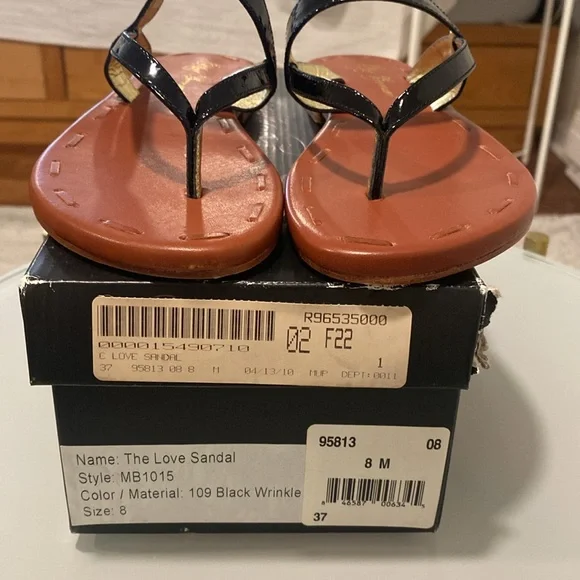 NIB - Matt Bernson The Love Sandal, Black Patent Leather Wrinkle. Size 8 - Picture 2 of 11